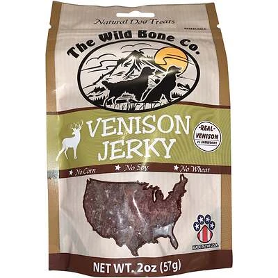 The Wild Bone Co 1910.6 Venison Jerky Dog Treat, Grain-Free, 2 Oz
