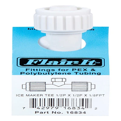 Flair-It PEXLOCK 16834 Tube Tee, 1/2 x 1/8 in, Compression x FPT, PEX-A, PEX-B, White, 200 psi Pressure