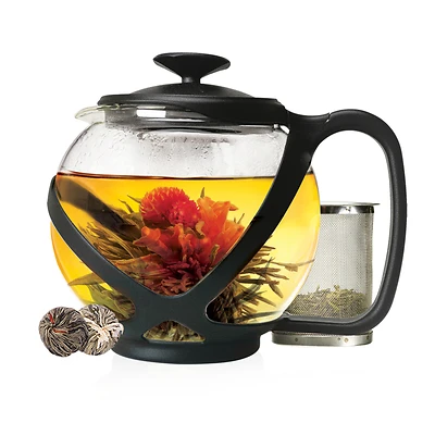 Primula Tempo PTA-2340 Teapot & Infuser, Glass/Black Plastic, 40 Oz.