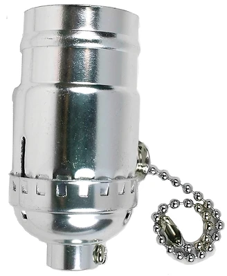 Jandorf 60405 Pull Chain Lamp Socket, 3-Way, 250 V, 250 W, Nickel Housing Material