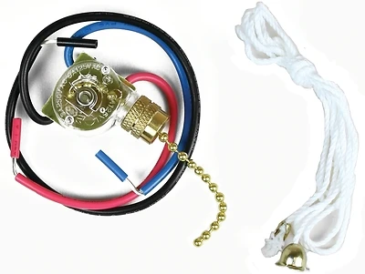 Jandorf 60305 Pull Chain Switch, 250V 3A, Brass, 3-Way