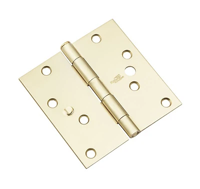 Security Hinge, Satin Brass, 4 In.