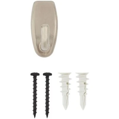 Snap Wall Hook, Brushed Nickel, 50-Lb. Load