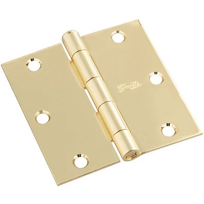 National Hardware N830-320 Door Hinge, Interior Square-Edge, Bright Brass, 3-1/2 In., 3-Pk.