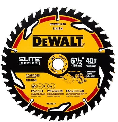 DeWalt DWAW61240 Elite Circular Saw Blade, 40-Tooth, 6-1/2 In.