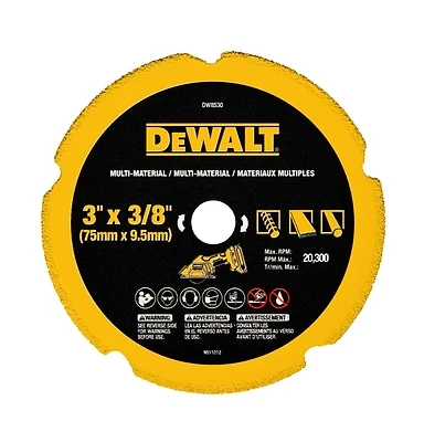 DeWalt DW8530 Diamond Cut-Off Blade, 3 In., Multi-Material, 1 Pk