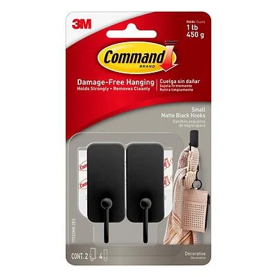 Command Small Matte Black Hooks 2 PACK