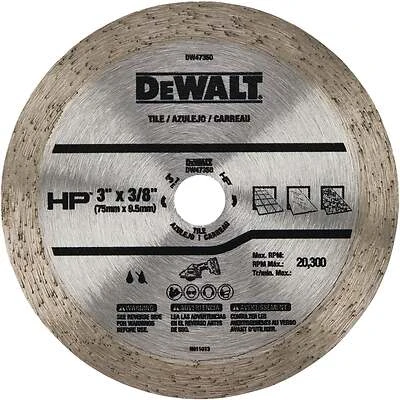 DeWalt DW47350 Continuous Tile Blade, 3 in. Diameter, 3/8 in. Arbor