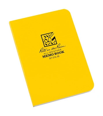 Rite In The Rain 374-M All-Weather Memo Pad, 3.5 x 5 In., 56 Sheets, Yellow