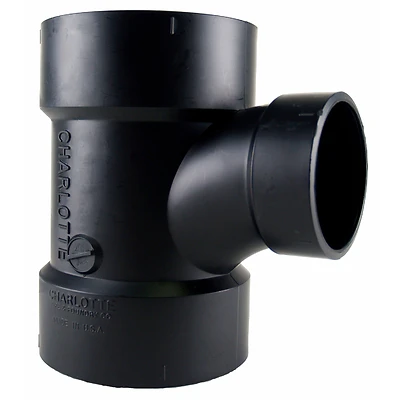 Charlotte Pipe ABS 00401 1800HA Reducing Sanitary Tee, 4 x 4 x 2 In.