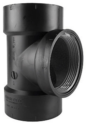 ABS/DWV Test Tee Without Cleanout Plug, Hub x Hub x FIP, 2 In.