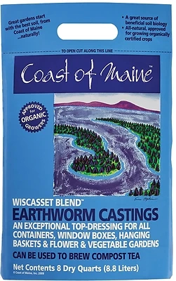 Coast of Maine WI4501 Wiscasset Blend Organic Earthworm Castings, 8 Qt.