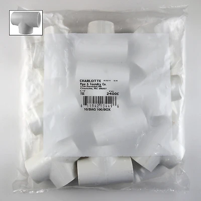 Schedule 40 Pressure Tee, 3/4 In., 10-Pack