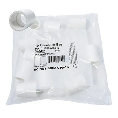 Schedule 40 Pressure Coupling, 3/4 In., 10-Pack