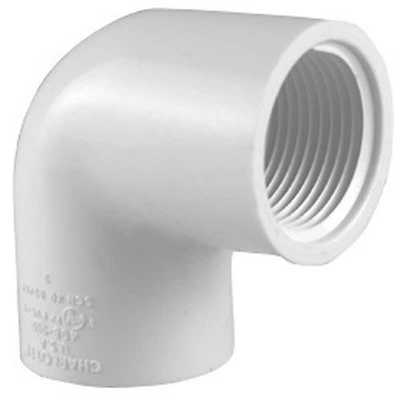 Schedule 40 90-Degree Pipe Elbow, Female x Female Thread, White, 3/4 In.