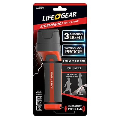 Storm Proof 330 Lumen Led Flashlight & Path Light With Emergency Whistle