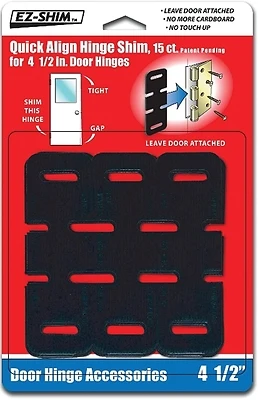 EZ Shim HS450BP Hinge Shim, 4-1/2 in L x 1/4 in W x 1/16 in Thick Dimensions, Plastic