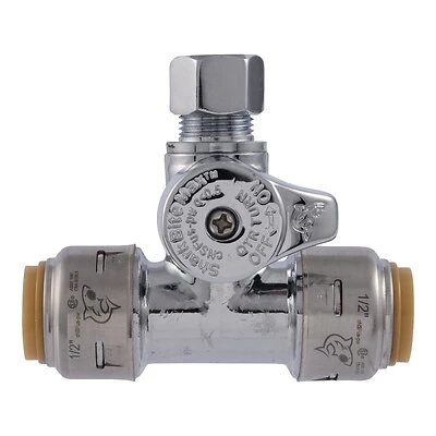 Push-Fit Service Tee Stop, 1/2 x 1/2 x 3/8 In.