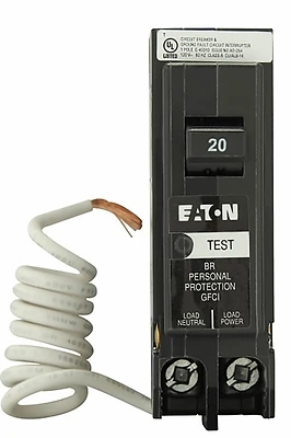 Br 20a Single-pole Self Test Gfci Breaker, 10 Kaic, Model Brn120gf