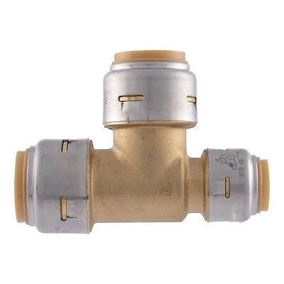 Push-Fit Reducing Pipe Tee, Lead Free, 3/4 x 1/2 x 3/4 In.