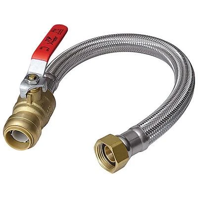 SharkBite UR3068FX18BV Water Heater Connector, Stainless Steel, 1/2 x 3/4 In. FIP, 18 In.