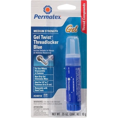 Permatex 24010 Threadlocker Gel, Medium Strength, Blue, 10 mL