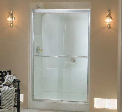 Finesse 47-5/8" W X 70-1/16" H Nickel Frameless Clear Sliding Shower Door