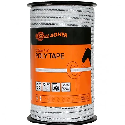 Poly Electric Fence Tape, Ultra White, .5-In. x 656-Ft.