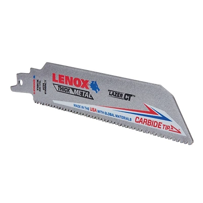 Lenox 2014220 Lazer CT Reciprocating Saw Blade, Carbide Tip, 8 TPI, 6 In.