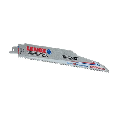Lenox 1832143 Demolition Reciprocating Saw Blade, Carbide Tipped, 6 TPI, 9-In.