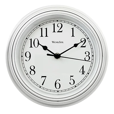 Simplicity Wall Clock, White,  8.5-In. Round