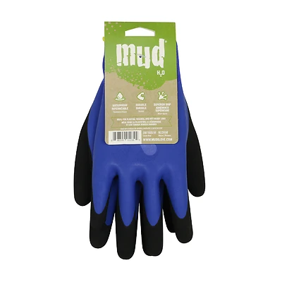 Mud SM7186B/L Garden Gloves, Women's Large, Latex Coated, Cobalt Blue