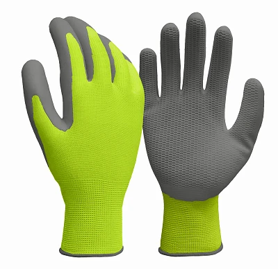 Work Gloves, Latex Honeycomb, Hi-Viz Yellow, Men's Large