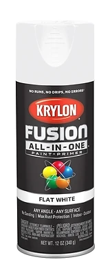 Krylon K02730007 Fusion All-In-One Spray Paint & Primer, Flat White, 12 Oz