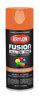 Krylon K02718007 Fusion All-In-One Spray Paint + Primer, Gloss Popsicle Orange, 12 Oz
