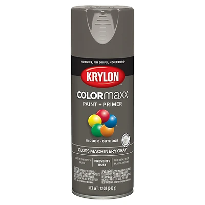 COLORmaxx Spray Paint, Machine Gray, Gloss, 12-oz.