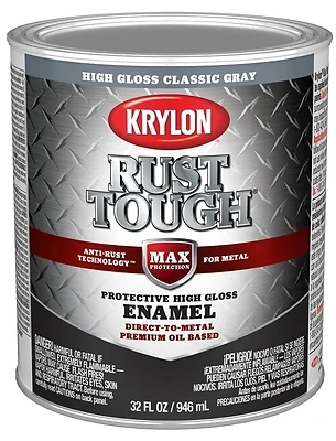 Rust Tough Oil-based Gloss Rust Control Enamel, Gray, 1 Qt. - Pack Of 2
