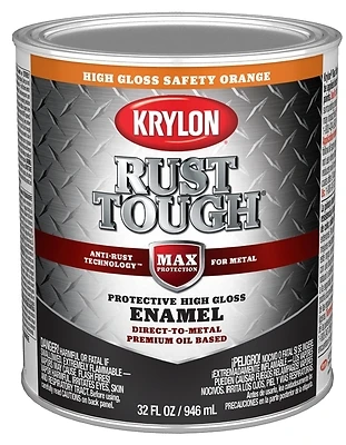 Rust Tough Gloss Anti-rust Enamel, Safety Orange, 1 Qt., Model K09767008