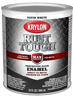 Rust Tough Oil-based Satin Rust Control Enamel, White, 1 Qt. - Pack Of 2