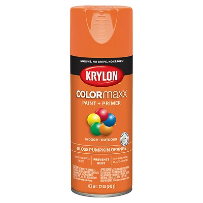 COLORmaxx Spray Paint + Primer, Gloss Pumpkin Orange, 12-oz.
