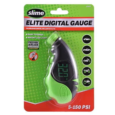Slime 20475 Elite Digital Tire Gauge, 5–150 PSI, LCD Screen