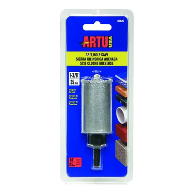 Artu 02820 Tungsten Carbide Hole Saw, 1-3/8 In. With Arbor And Pilot Bit