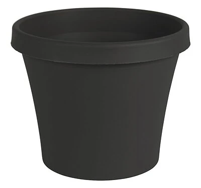 Terra 6 In. Round Black Plastic Planter, Model Tr0600