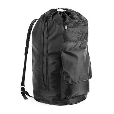 Whitmor 6403-5126-BLK Duraclean Black Polyester Collapsible Laundry Bag, Adjustable Straps