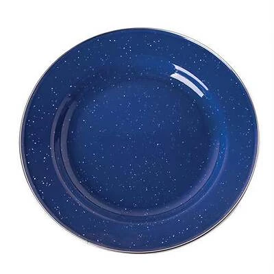 Enamel Dinner Plate With Stainless Steel Edge - 10 Inch