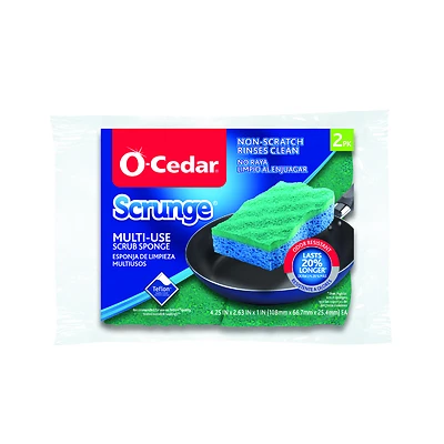 O-Cedar 148423 Scrunge Medium Duty Non-Scratch Sponge, 7.5 In., 2 Pk