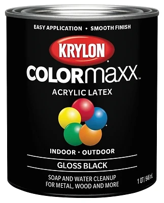Colormaxx Gloss Black Latex Enamel Paint 32-fl Oz For Interior/exterior Use