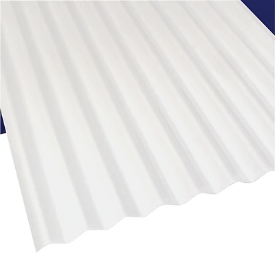Sun N Rain 103692 Corrugated Roofing Panel, 8 ft L, 26 in W, 0.032 in Thick Material, PVC, White