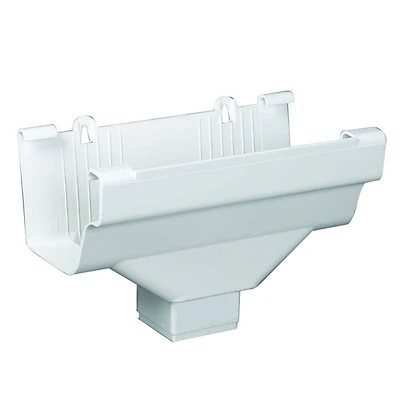 9 In. H X 6.25 In. W X 4.9 In. L White Vinyl Gutter Drop Outlet