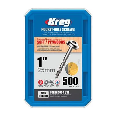 Kreg SML-C1-500 No. 8 x 1 In. Square Pocket-Hole Screws, 500 Ct